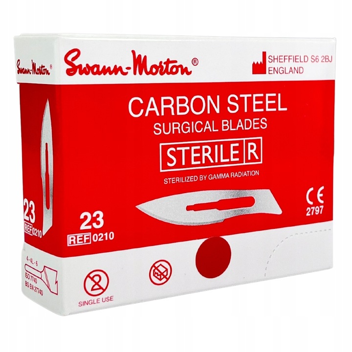 Lame bisturiu Swann Morton, dimensiune 23, nr. 4, 100 buc