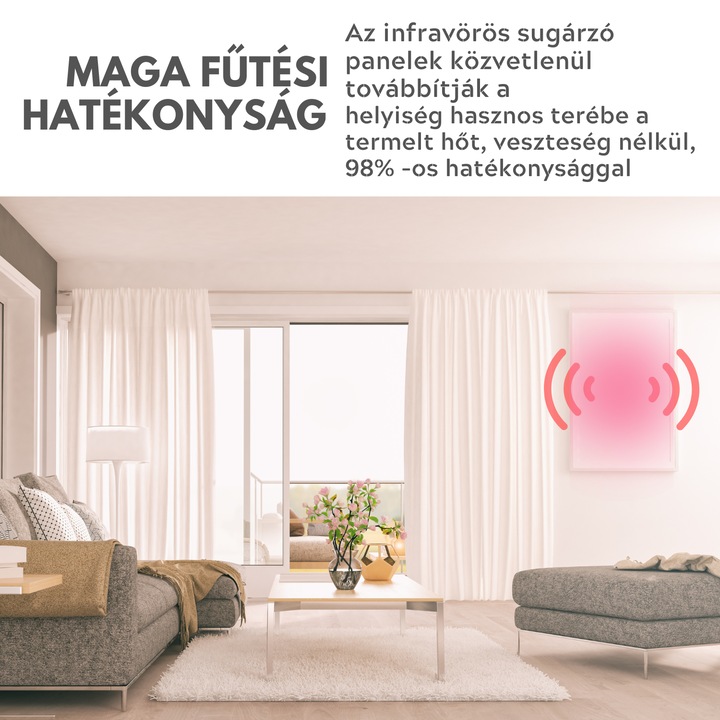 NovoSun 750W infravörös prémium sugárzó panel, programozható termosztáttal