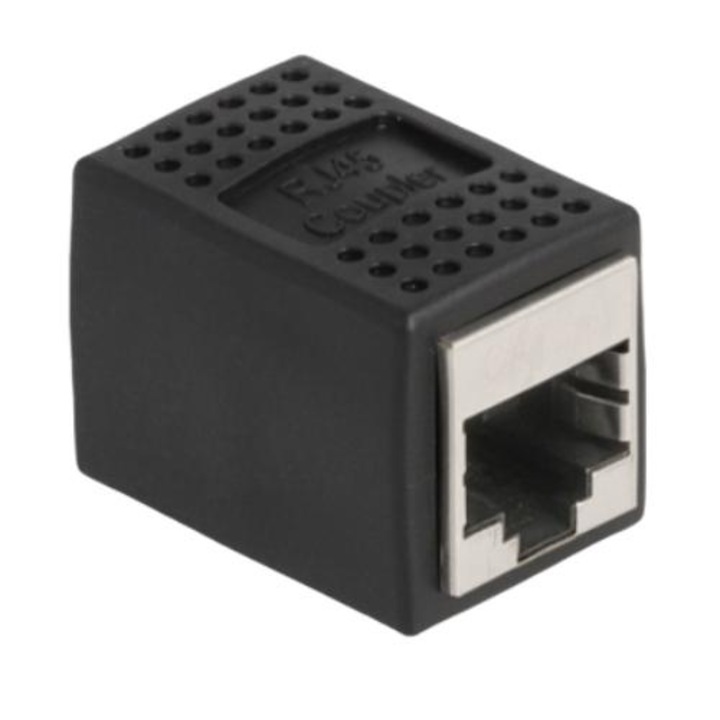 Adaptor, Delock, PVC, RJ45 mama, Cat 6A, 8P/8C, Negru