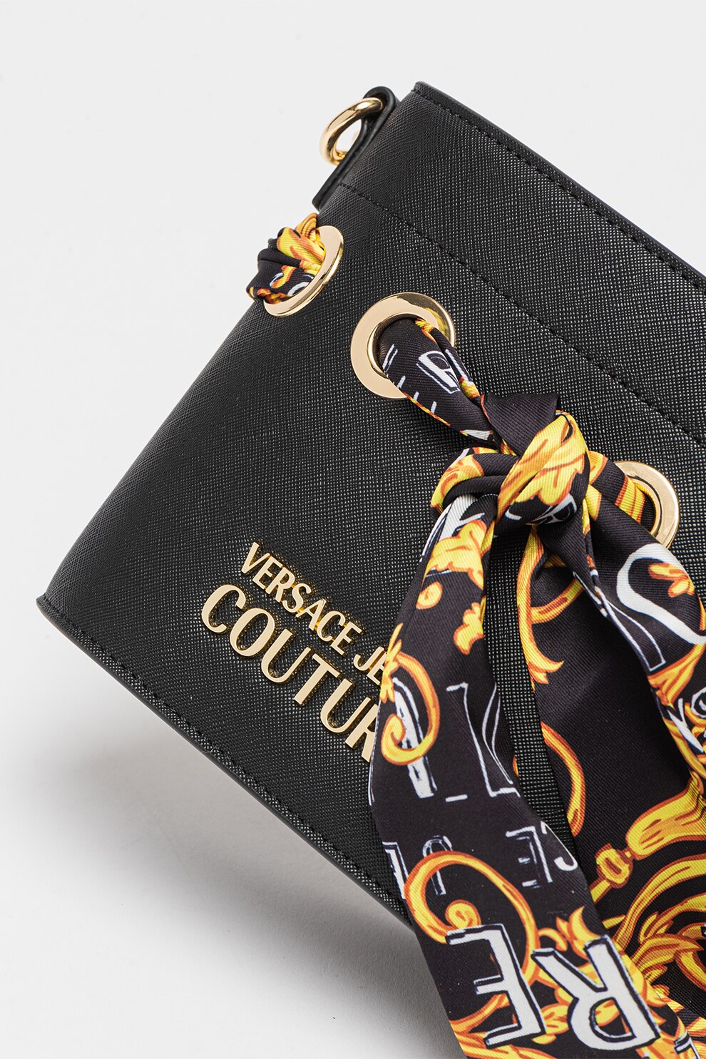 Versace Jeans Couture, Geanta crossbody cu bareta din lant, Negru - eMAG.ro
