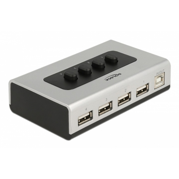 Хъб Delock, USB, Черен/Сив