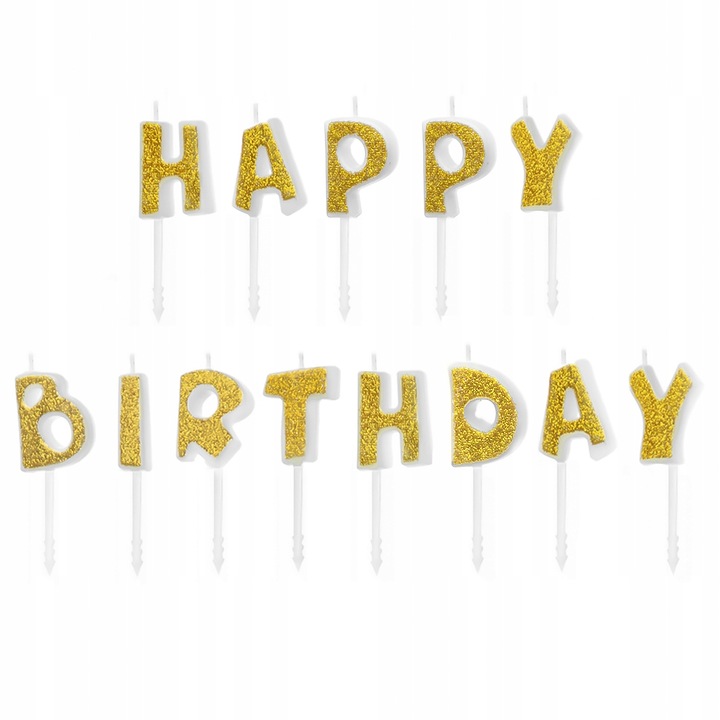 13 db-os születésnapi gyertya készlet, Inna, 7 cm, arany