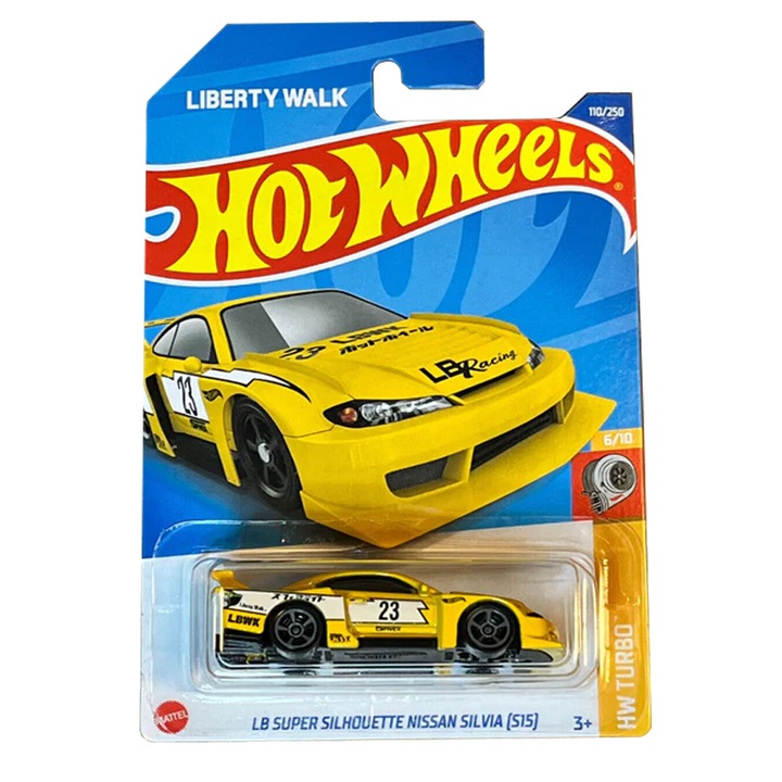 Hot Wheels fémautó, LB Super Silhouette Nissan Silvia S15, 1:64, sárga
