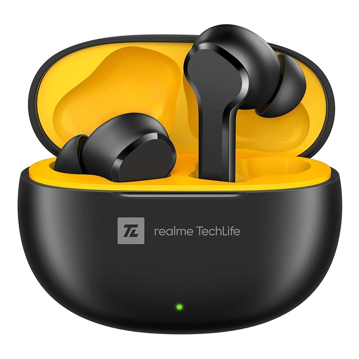 Слушалки Realme, Buds T100, За поставяне в ушите, Bluetooth, Черен