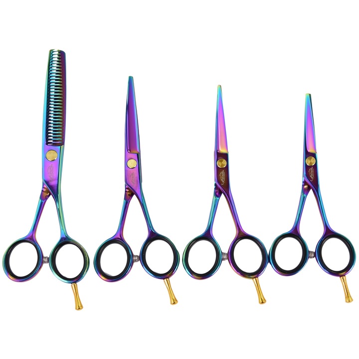 Set GEPARD de foarfece de tuns si de filat 4in1 Quatros Multicolor, 5,5