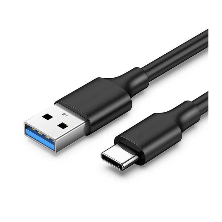Cablu USB la Type C, Fast Charging, 1m, negru Negru 1 m