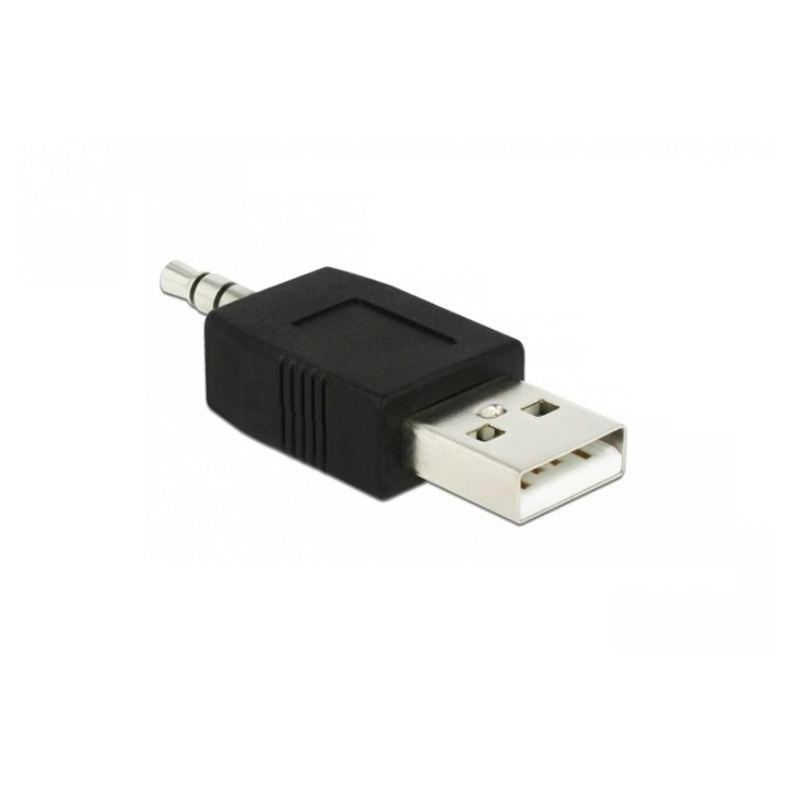 Adapter, Delock, USB 2.0, 3,5 mm, fekete