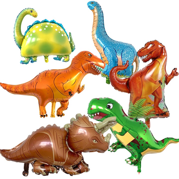 Балони Jumbo 3D, Модел-Динозаври, Многоцветни, Комплект от 6