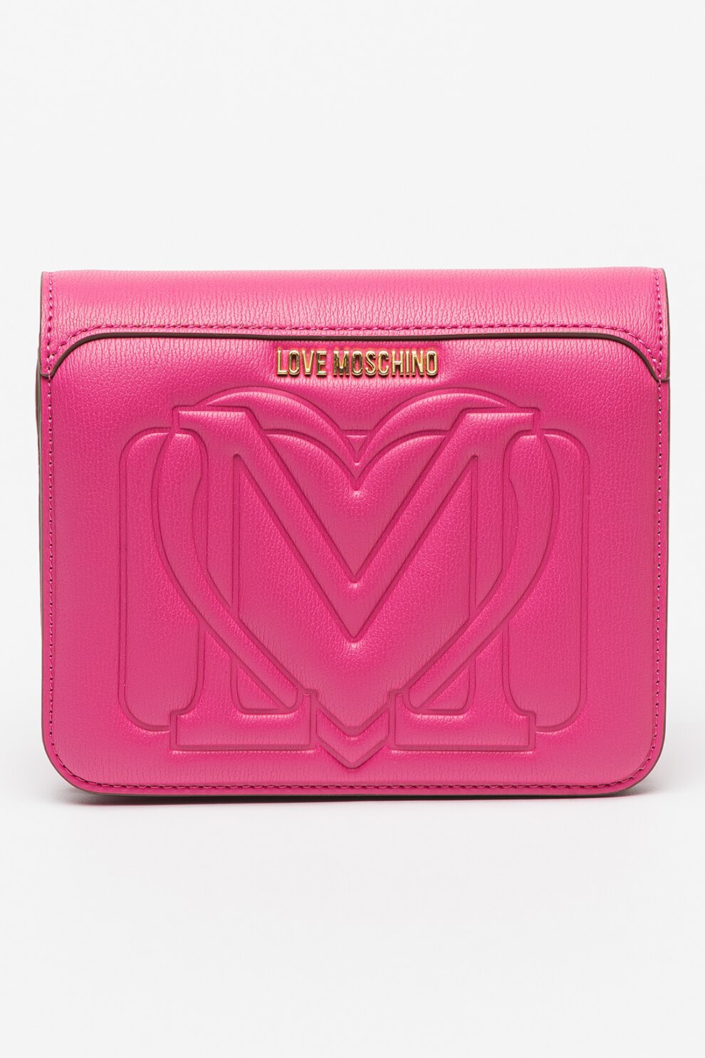 Love Moschino, Geanta crossbody cu logo in relief, Fucsia eMAG.ro