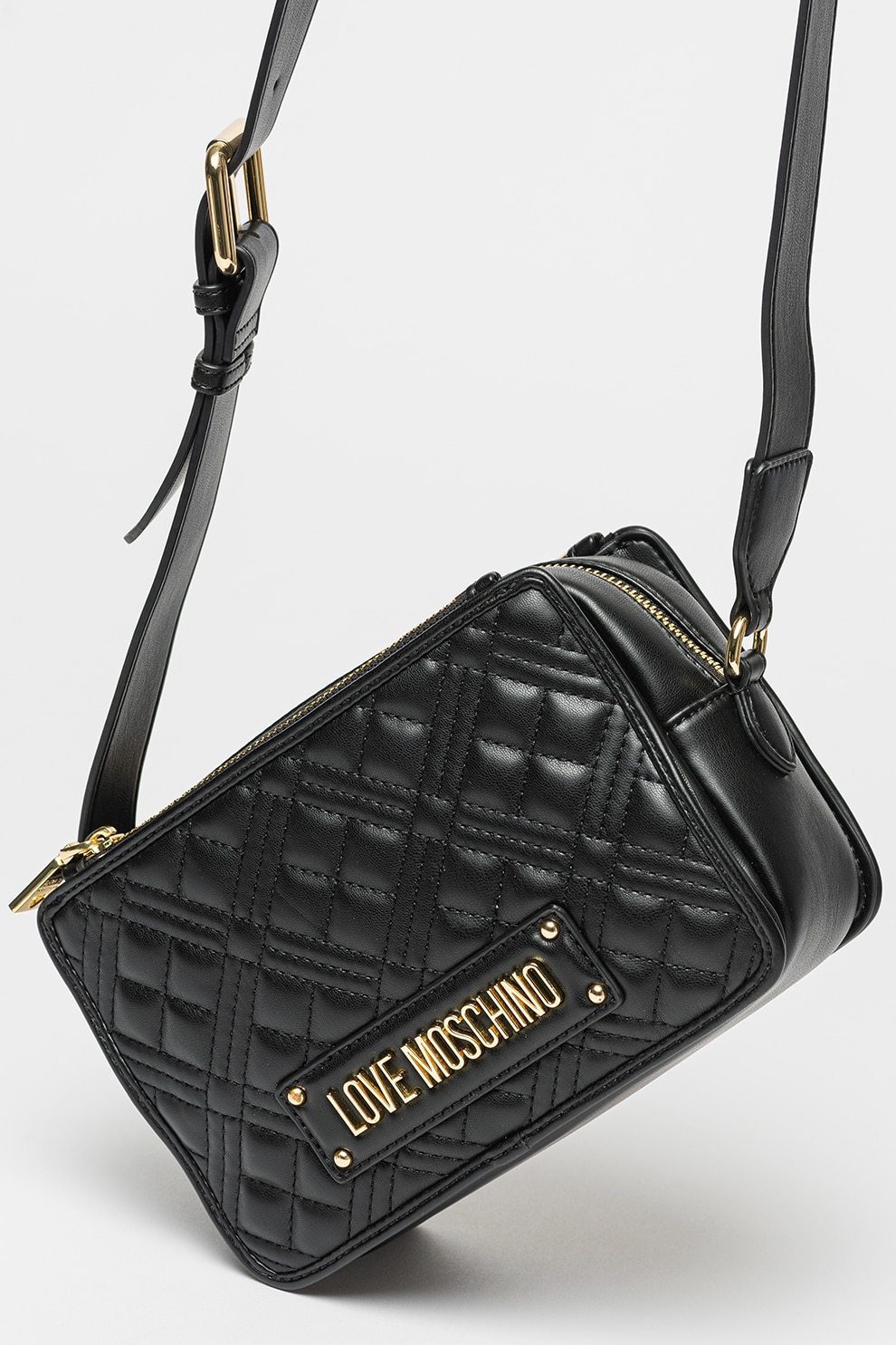 Love Moschino, Geanta crossbody cu model matlasat, Negru eMAG.ro