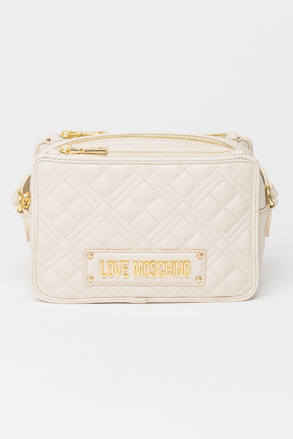 Love Moschino, Geanta crossbody cu model matlasat, Alb fildes eMAG.ro