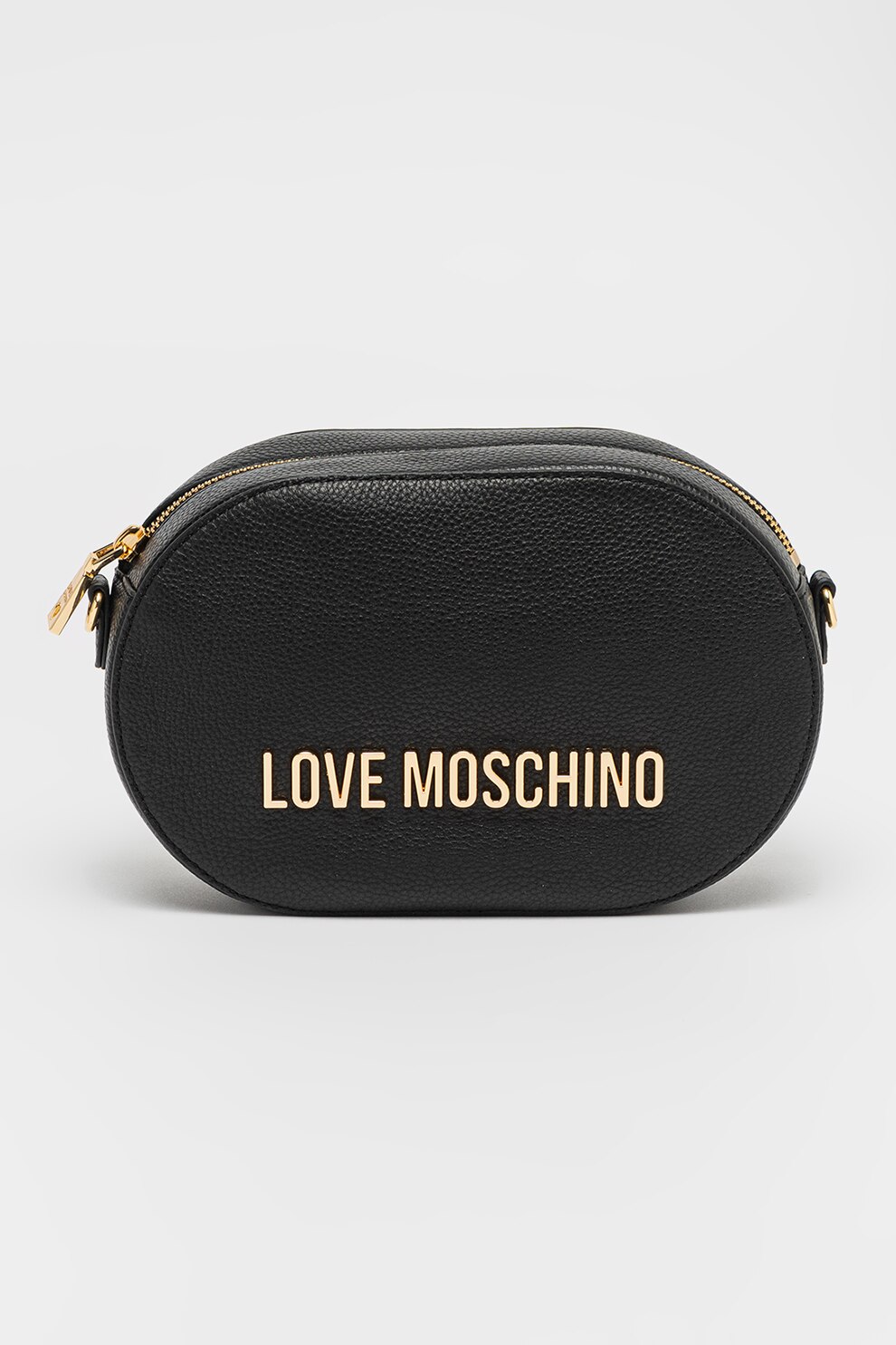 Love Moschino, Geanta crossbody cu aplicatie logo metalica, Negru eMAG.ro