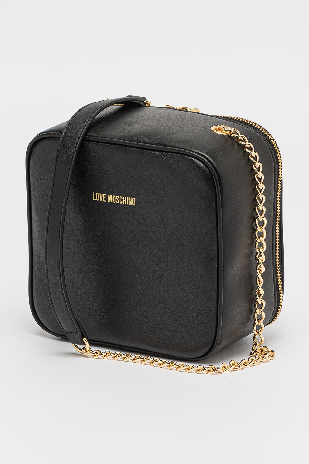 Love Moschino, Geanta crossbody cu bareta din lant, Negru eMAG.ro