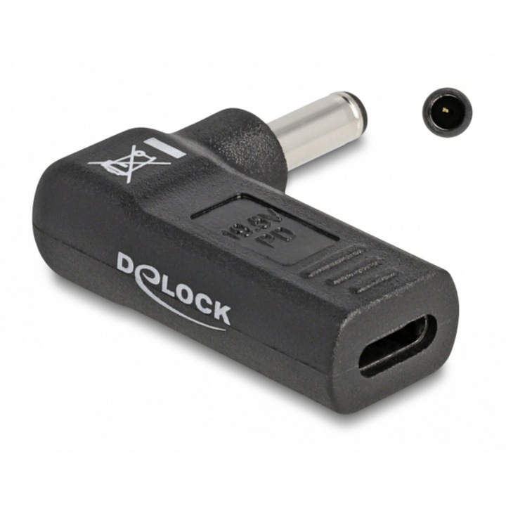Adaptor de alimentare, Delock, USB-C/Dell 4,5x3mm, 90°, Negru