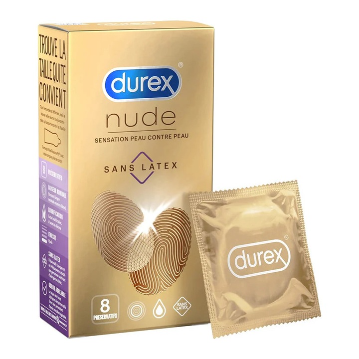 Prezervative Durex Nude Sans Latex, 8 buc - eMAG.ro