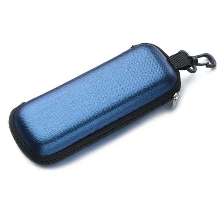 Toc pentru ochelari, Cu carabina, CRT, Protect Pro, Cu fermoar, Rigid, 16.7 x 6 x 4.2 cm, Albastru