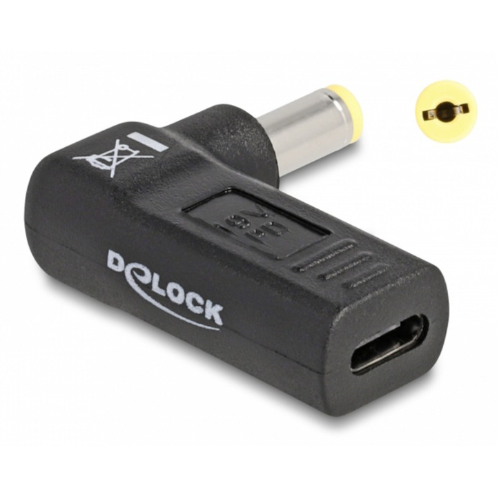 Захранващ адаптер, Delock, USB-C, Съвместим с Acer, черен