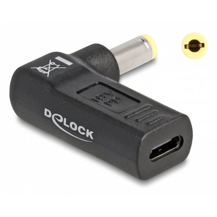 Захранващ адаптер, Delock, USB-C, черен