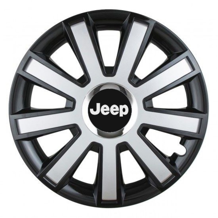 Set 4 capace roti Silver/black cu inel cromat R16 pentru gama auto Jeep