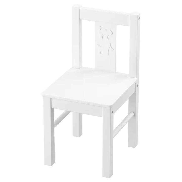 Scaun pentru copii, 53x27 cm, lemn masiv, confortabil, rezistent, culoarea alb
