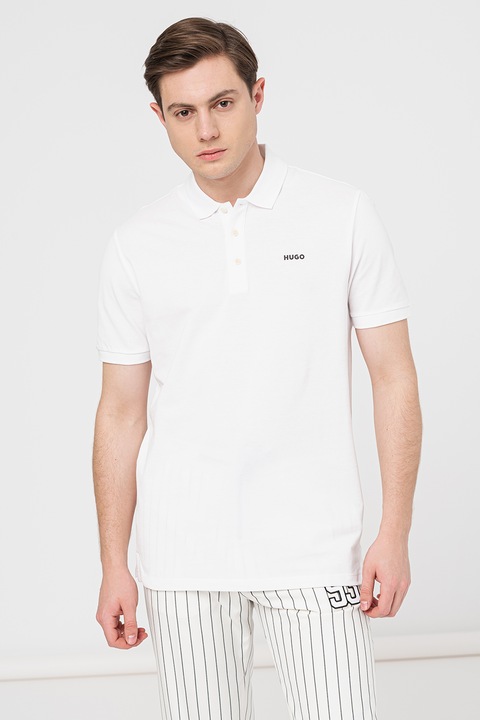 HUGO, Donos galléros piké pamutpóló, Törtfehér