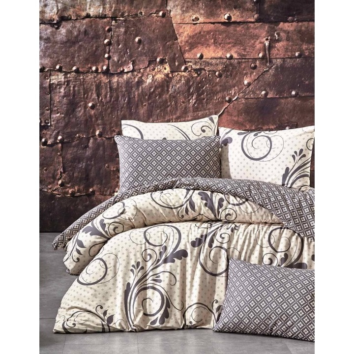 Спален Комплект RAKLA OTIS BEJ, 100% Памук Ранфорс, 3 Части За Единично Легло