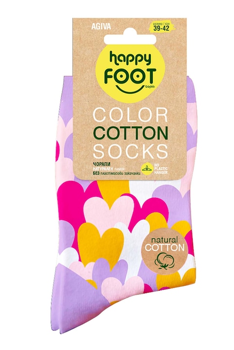 Șosete Agiva Happy Foottopia pentru damă, Ziua Îndrăgostiților, Lila