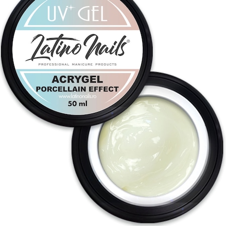 Gel de unghii Acrygel Porcelain Effect, Latino Nails, pentru manichiura slim, constructie sau intretinere, 50 ml
