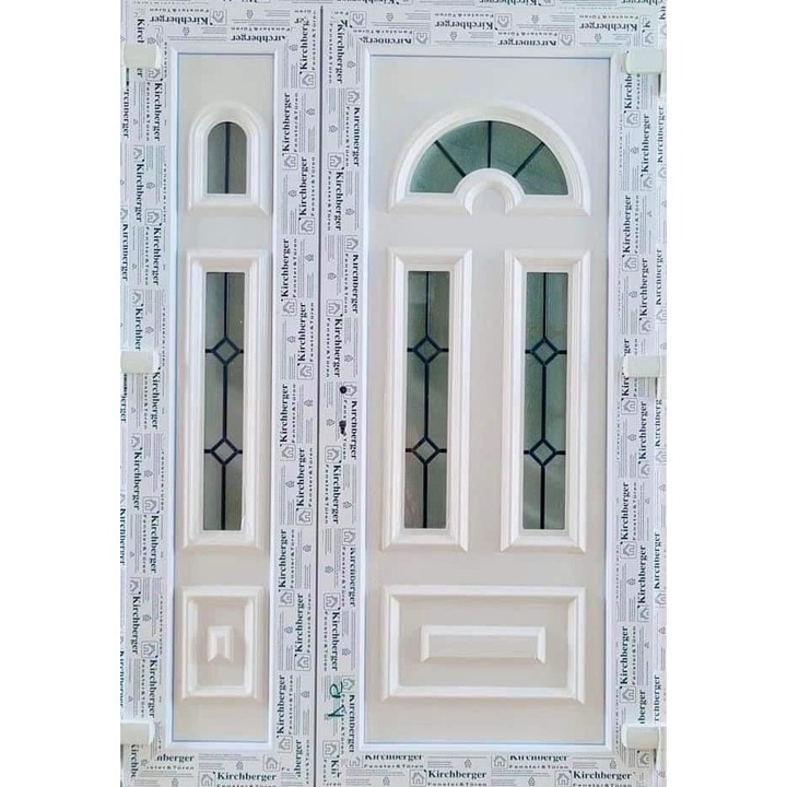 Usa dubla exterior Pvc, RHOMB BLACK, Alb, 140x210