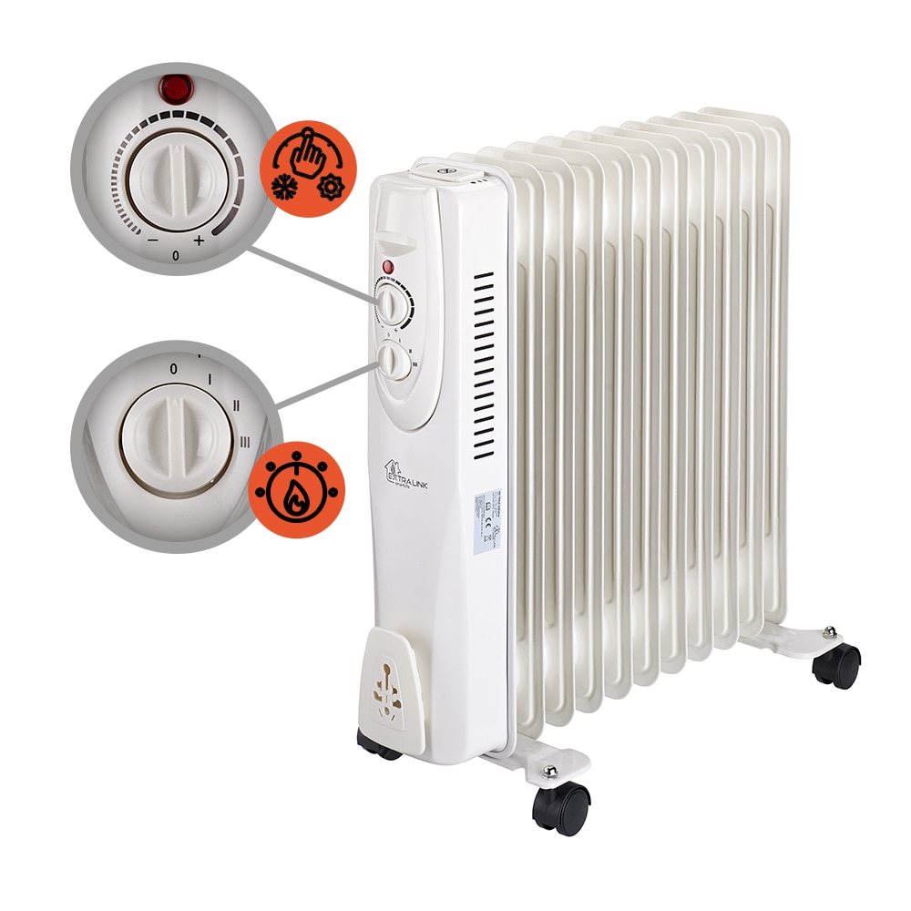 Radiator electric cu ulei, Extralink, NY-25W1, 2500W, 11 elementi, Alb ...