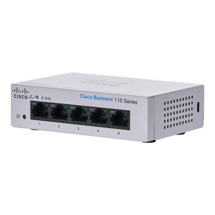 Cisco CBS110-5T-D Kapcsoló, 2,34 W, 5x RJ45, 1000 Mbps, szürke