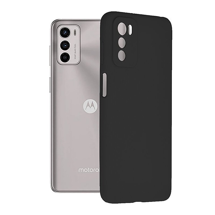 Husa de silicon TPU cu Microfibra pentru Motorola Moto G42, Interior Microfibra, Negru