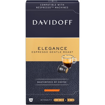 Capsule Davidoff Café Elegance Espresso Gentle Roast, Cafea prajita si macinata, 10 capsule x 5.5g, Compatibil sistem Nespresso Capsule Davidoff Café Elegance Espresso Gentle Roast, Cafea prajita si macinata, 10 capsule x 5.5g, Compatibil sistem Nespresso
