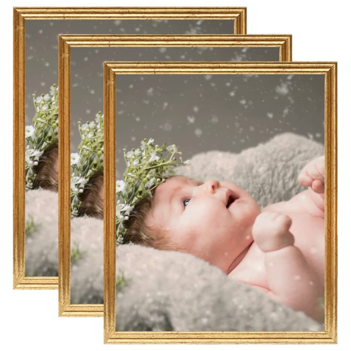 vidaXL 3 db aranyszínű MDF fali/asztali fényképkeret 50 x 60 cm 332440