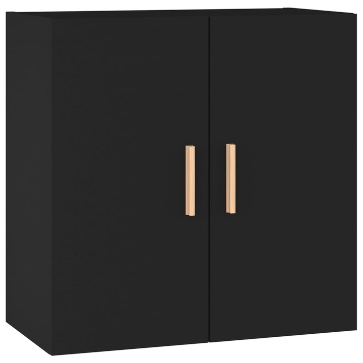 Dulap suspendat Zakito Europe, stil scandinav, 2 compartimente, negru, 60x30x60cm, lemn