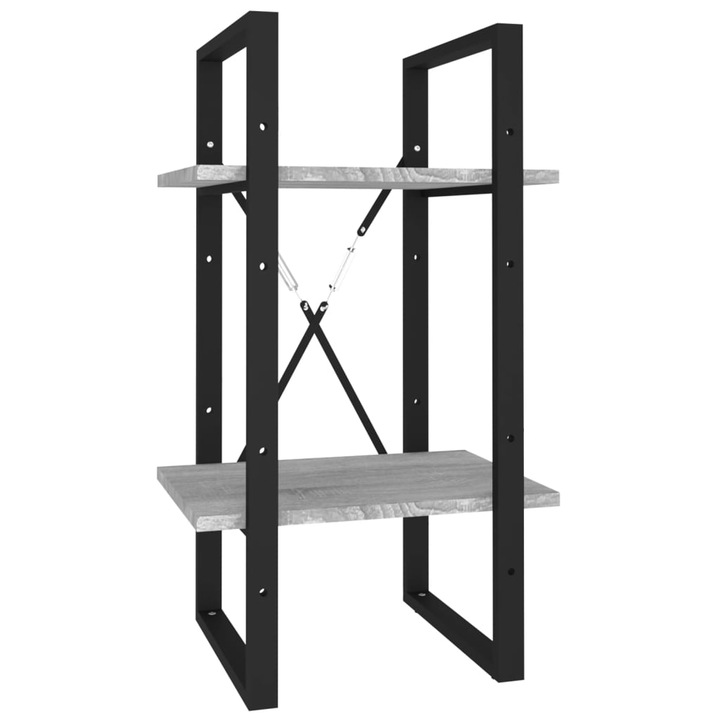 Biblioteca vidaXL vidaXL, 2 niveluri gri sonoma 40x30x70 cm lemn compozit, 4.6 kg
