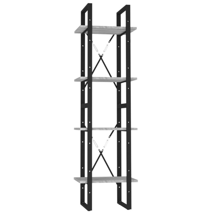 Biblioteca vidaXL vidaXL, cu 4 niveluri gri sonoma 40x30x140 cm lemn compozit, 10.3 kg