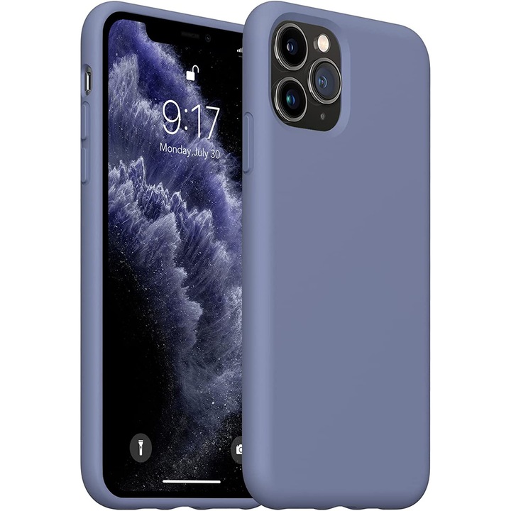 Husa din silicon ultra-slim MATA cu microfibra pe interior, compatibila cu iPhone 11 Pro Max / Gri