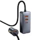 Incarcator auto, Baseus, 3 x USB, USB-C, 120 W, Gri