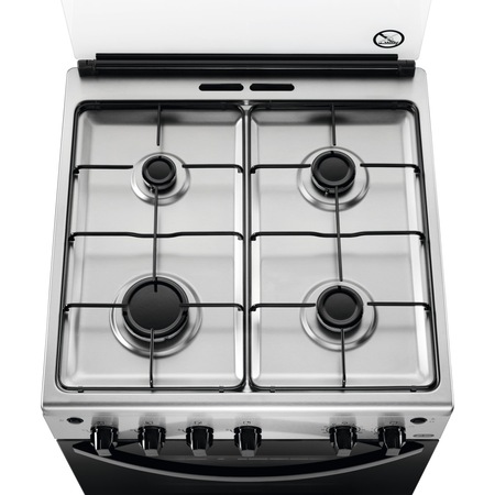 Aragaz Zanussi ZCG612H1XA, 4 arzatoare, Aprindere electrica plita/cuptor, Grill, Rotisor, 60 cm, Inox