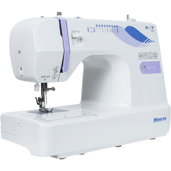 Minerva Next141D varrógép, 14 program, 850 öltés/perc, Fehér/Mályva