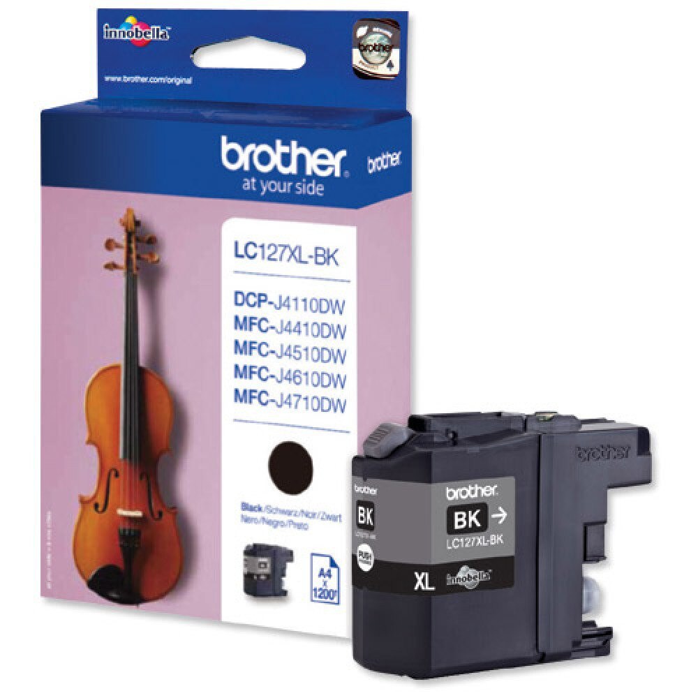 Cartus Original Brother LC127XLBK, High Yield Black Cartridge for MFC-J4410DW/MFC-J4510DW (1200 pagini)