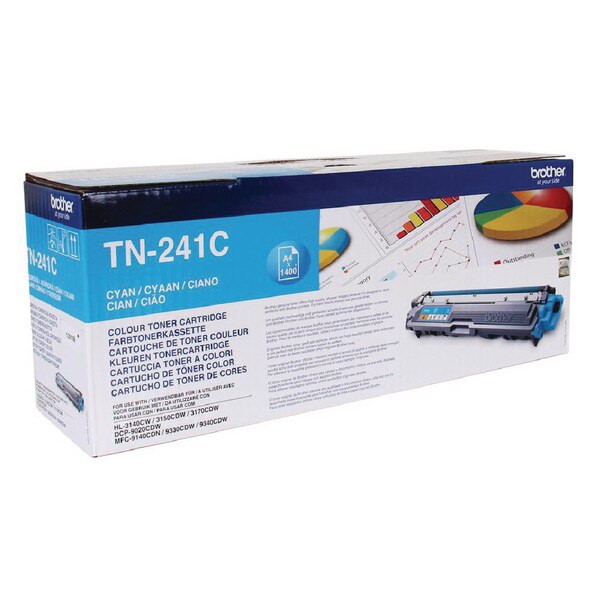 Cartus Original Brother TN-241C, Toner Cyan for HL-3140CW / HL-3150CDW / HL-3170CDW / DCP-9015CDW / DCP-9020CDW / MFC-9140CDN / MFC-9330CDW / MFC-9340CDW 1.400p/5%