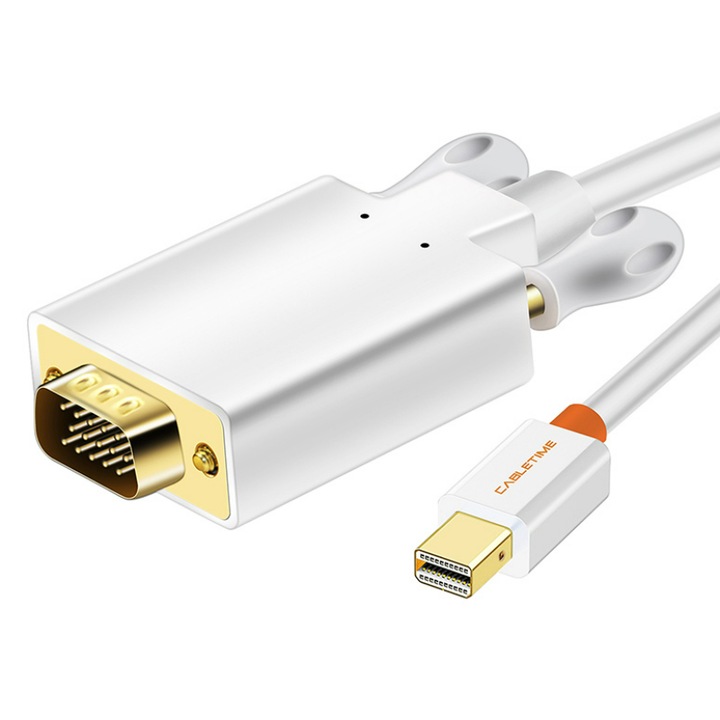 Cablu Mini DisplayPort/VGA, CableTime, 1080p, 1.8 m, Alb