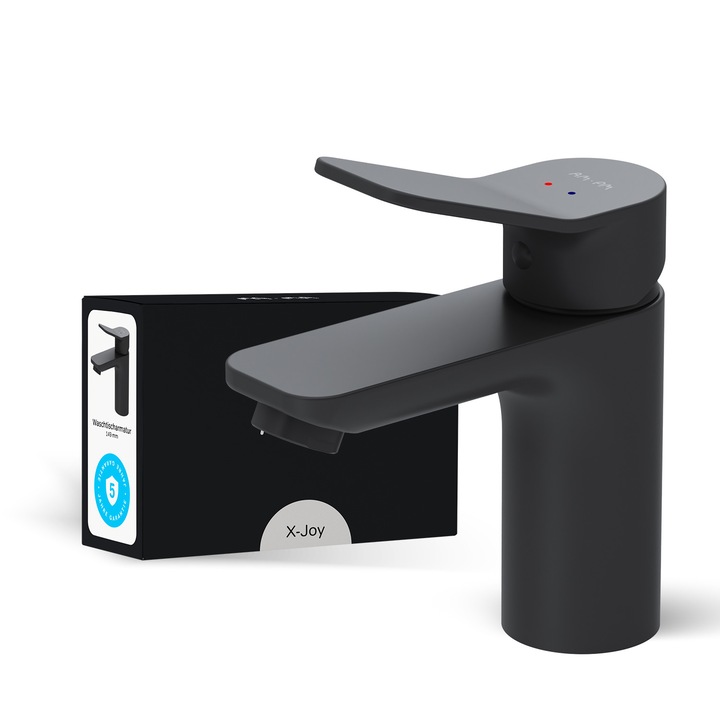 ﻿Baterie lavoar monocomanda, cartusul ceramic SoftMotion 35 mm, aeratorul Neoperl, alama cromata, Negru mat, Х-Joy FXA02122 AM.PM
