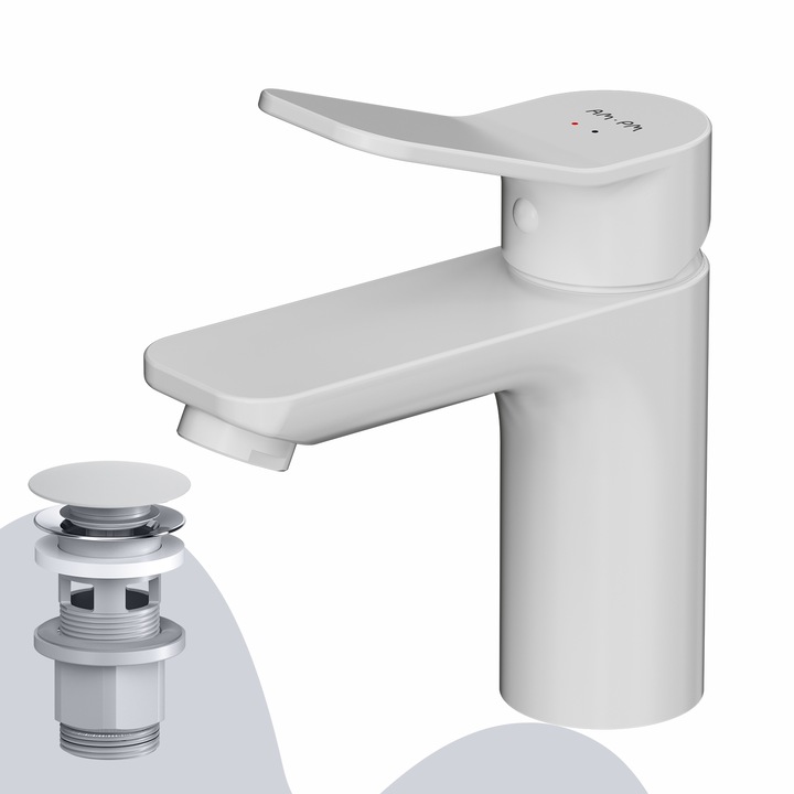 AM.PM X-Joy FXA82133 mosdócsaptelep alsó szeleppel, sárgaréz, matt fehér