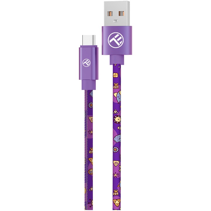 Cablu Tellur Graffiti USB to Type-C, 3A, 1m, purple