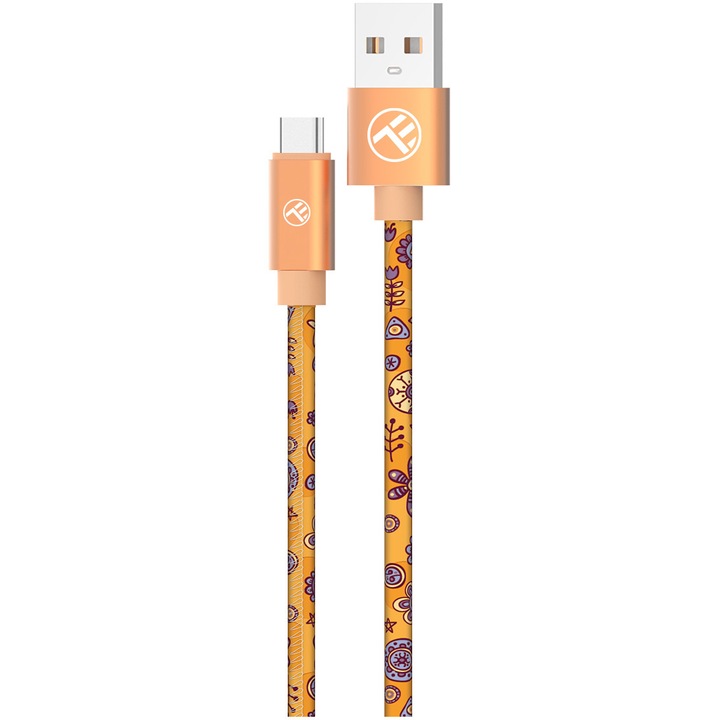 Cablu Tellur Graffiti USB to Type-C, 3A, 1m, orange
