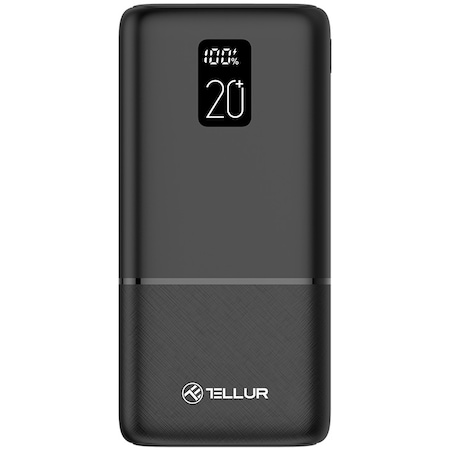 Baterie externa Tellur Boost Pro PD202 20000mAh 2xQC3.0 22.5W + PD 20W, LCD display, negru