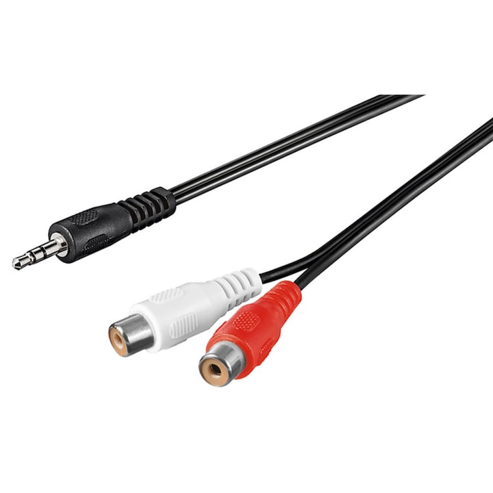 Adapter kábel Goobay Jack 3,5 mm-es apa-2 x RCA anya, 1,5 m, fekete